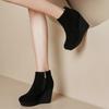 Fashion Platform Women High Heels Wedges Ankle Boots 2025 Winter Suede Designer Shoes Fashion Elegant Short Boots Dress New Trends Pumps