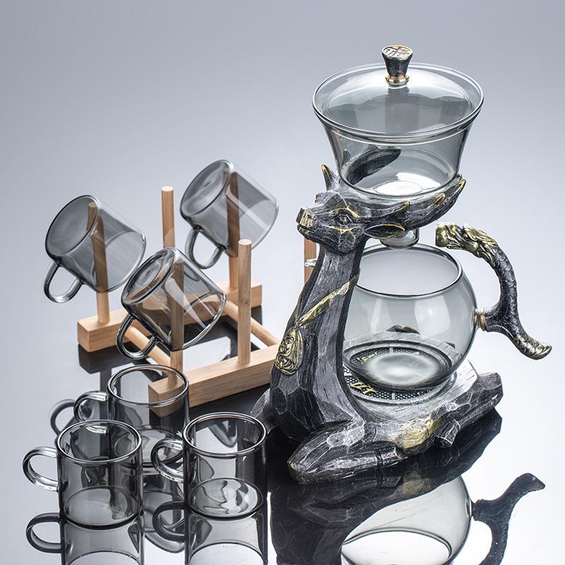 2025 High-End Automatic Glass Tea Set with Magnetic Teapot and Kung Fu Cups