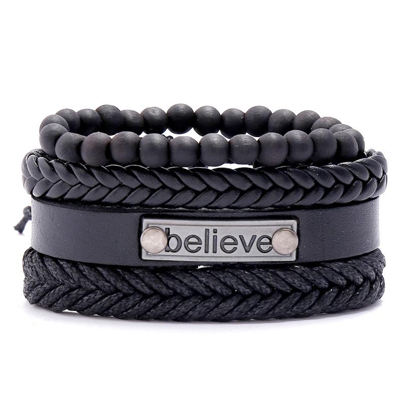 ZORCVENS Classic Hand-Woven Leather Bracelet Multilayer Men Bracelets Punk Beads Bangle for Friend Charm Jewelry Gifts