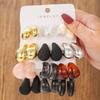 Fashion Earrings Versatile Premium French Smudge Color Niche Resin Earrings Set Irregular Square Earrings