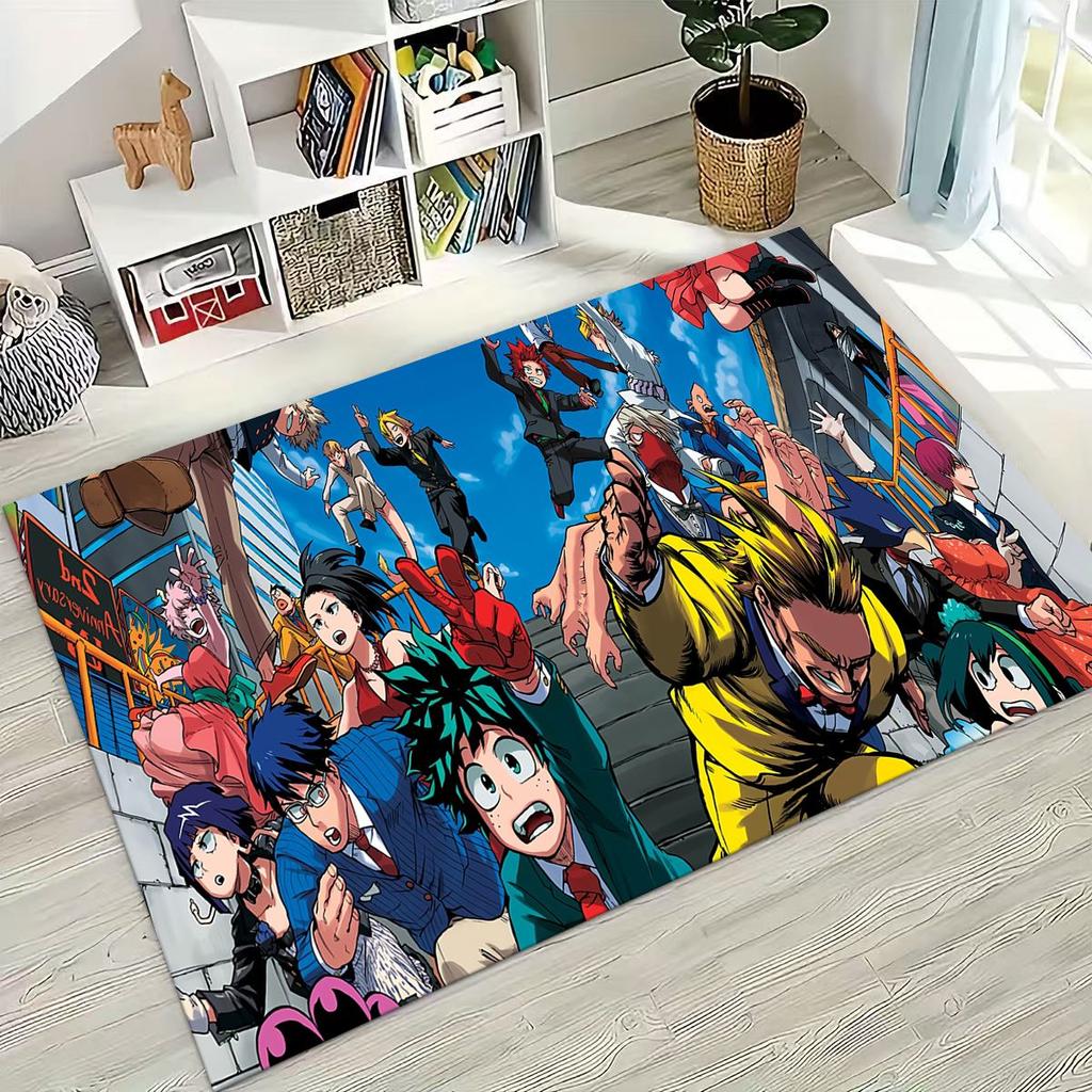 Anime My Hero Academia Deku Katsuki Kreslený koberec do ložnice obývacího pokoje na pohovku domů rohožka dekorace, dětská protiskluzová podložka na hraní