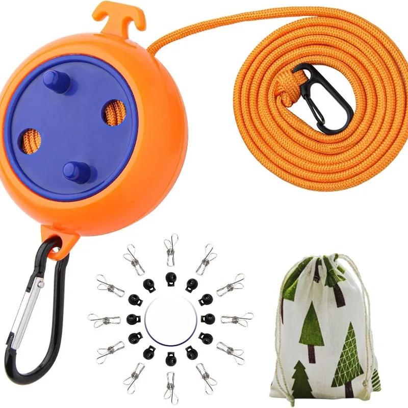 Niewiercona Linka do Bielizny Chowana Przenośna Suszarka Podróżna Zewnętrzna Kempingowa Wiatroodporna Przenośny Wieszak do Wieszania Ubrań