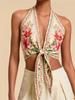 Crop Top Phumee Knot Front Floral Print Backless A2472