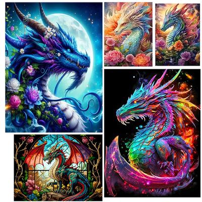 DIY 5D Diamond Painting Dragon Flower Diamond Painting Mosaic Embroidery Kit Handmade Home Living Room Decoration Gift