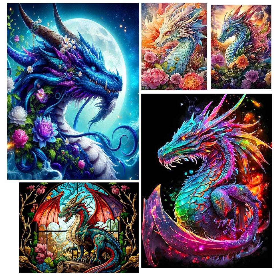 

DIY 5D алмазная живопись цветок дракона алмазная живопись мозаика вышивка комплект ручной работы украшение для дома гостиная подарок Full Round 20x30CM