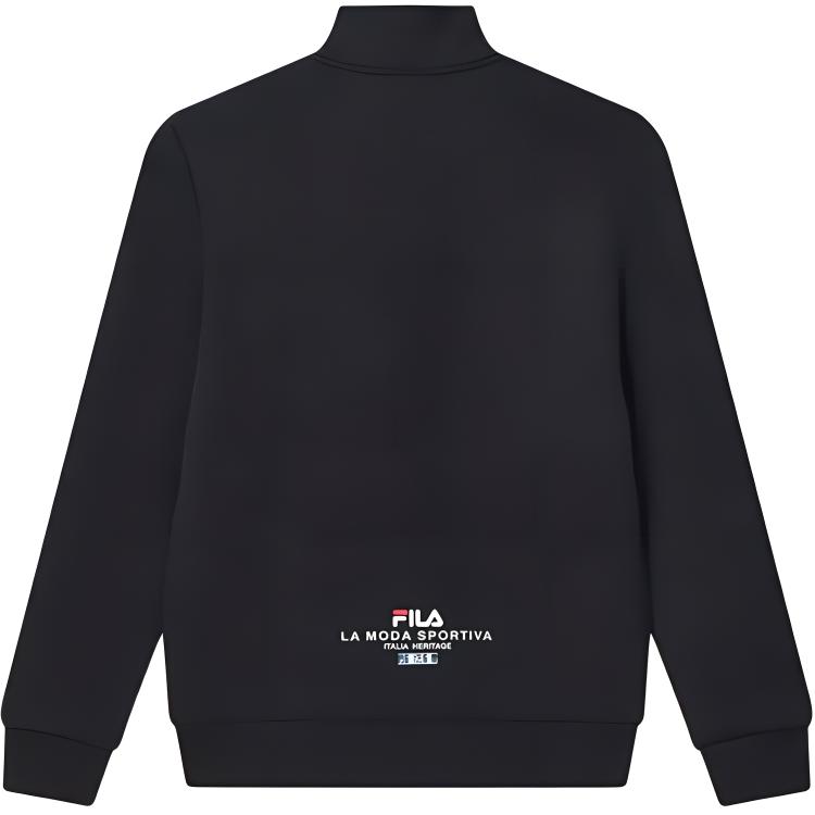 Fila Fleece Collar Knitted Straight Logo Print Jacket Men Jacket Legendary-Blue F51M348532ANV