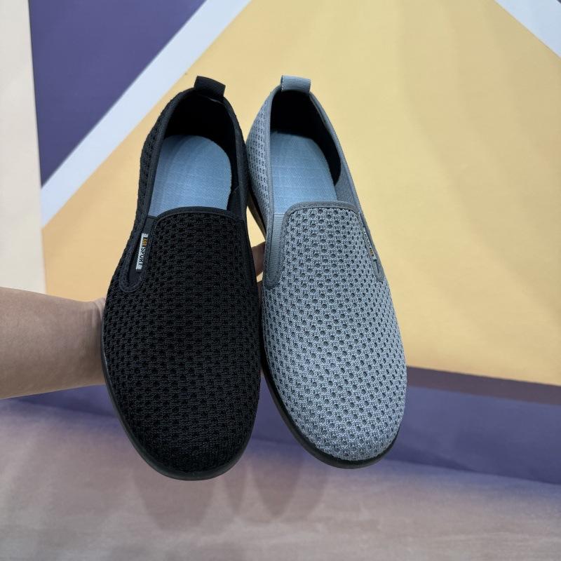 New Cloth Mesh Shoes Men's Breathable Soft-soled Casual and Light One-pedal Middle-aged and Elderly Cloth Shoes Men