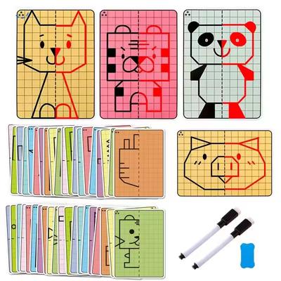 20 Pages Kids Lattice Symmetrical Drawing Toys Concentration Fine Motor Skill Pen Control Training Erasable Painting Cards