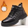 Cotton Shoes Winter Men's Trendy Style with Velvet and Thickened Cotton Boots High Top Warm Casual Leather Shoes for Men