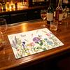 5Pcs Floral Linen Placemats Cute Bunny Hummingbird Farmhouse Placemats Machine Washable Table Protection Mats for Home Dining Wedding Party