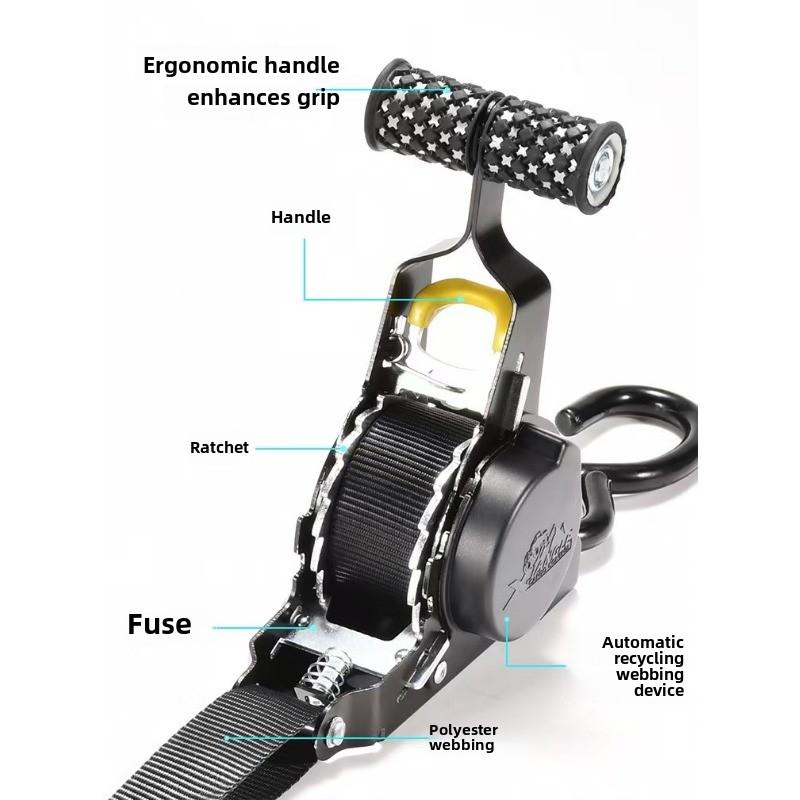 Automatiska spännband för last Tejp Infällbara remmar för motorcyklar Spärrband för last Bagagerem Spärrspännare Rem för bil