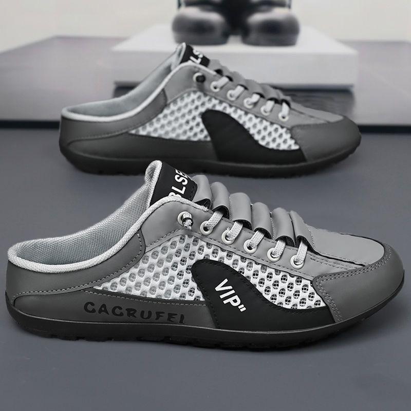 

Мужская обувь лето новая деловые тапочки дышащие на одной педали мужские сандалии модный тренд универсальные одинарные туфли повседневная обувь 39 [Default shoe box]