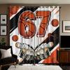 Room Darkening Basketball Element Print Perforated Curtains Multiple Size Living Insulation Decoration Easy Installation Curtain Set Of 2 Made