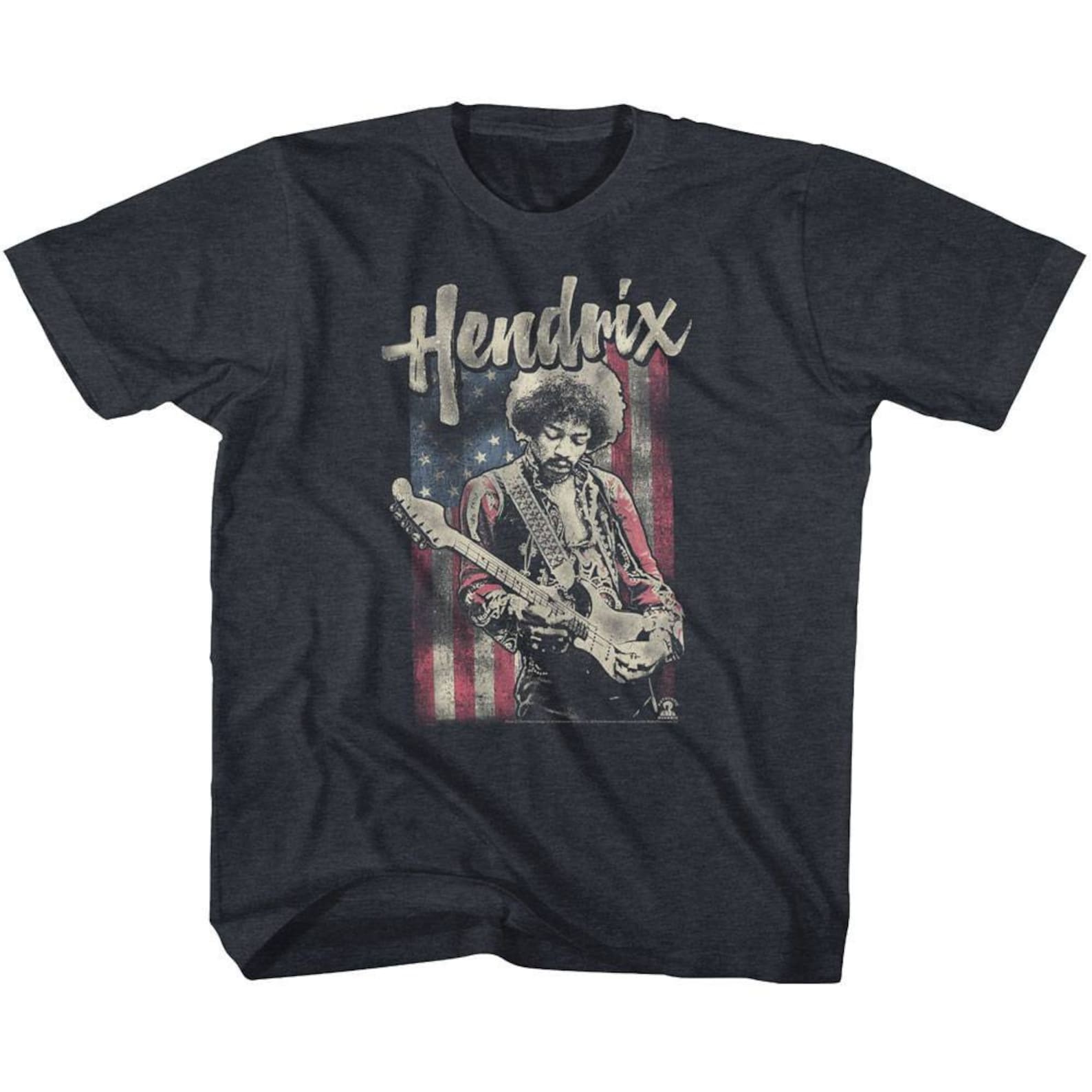 Jimi Hendrix Flag Navy Heather Youth T-Shirt 130