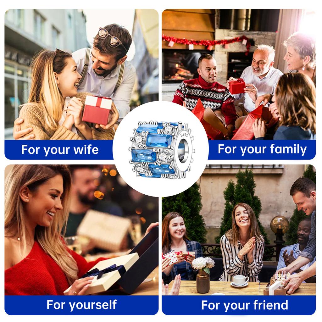 Copper Dreamy Blue Zircon Beads Original Pendants Bracelet Charm Jewelry Party Diy Trendy Gifts