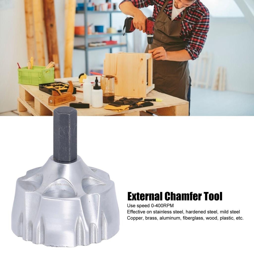 External Chamfer Tool Deburring Chamfering Drill Bit Zinc Alloy with Carbide Blade Quick Release Hex Shank External Chamfer Tool