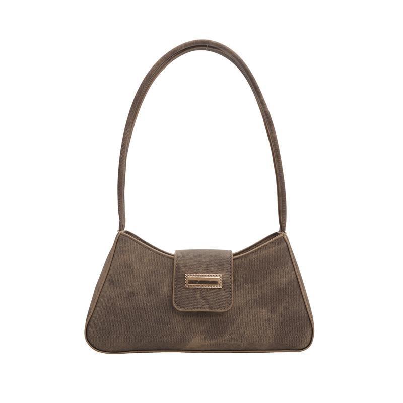 Strukturierte Nischentasche neue Damentasche einfarbig beliebte Crossbody-Schulter-Unterarm-Baguette-Tasche