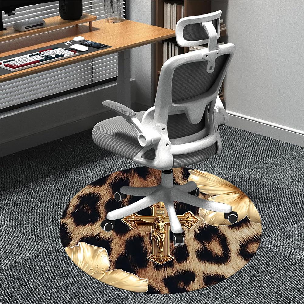 

1pc Leopard Print Chair Carpet for Office, Perfect for Office, Holiday Party Decoration Choice yy260314032 80cm by 80cm
