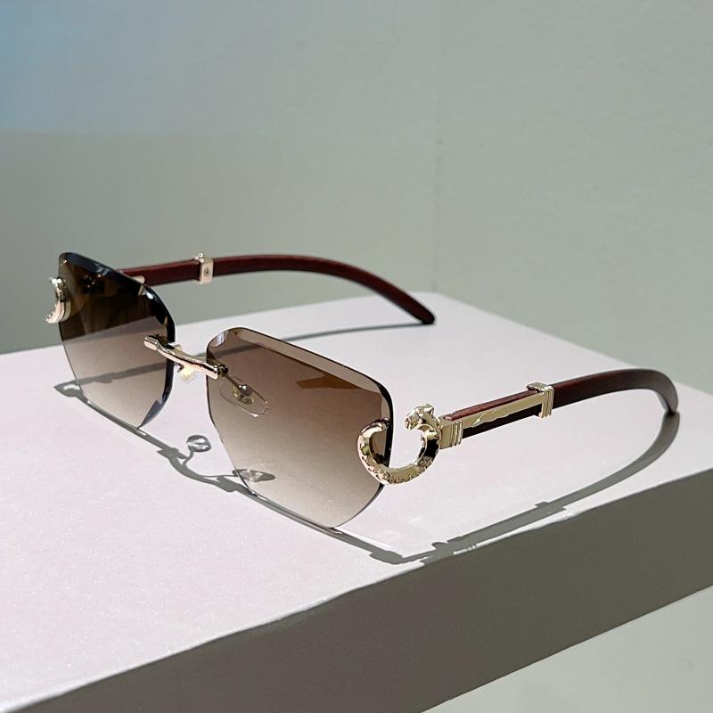 Rimless Vintage Sunglasses  Mew Fashion Gradient Luxury Brand Design Shades Women Trendy Stylish Decor Sun Glasses