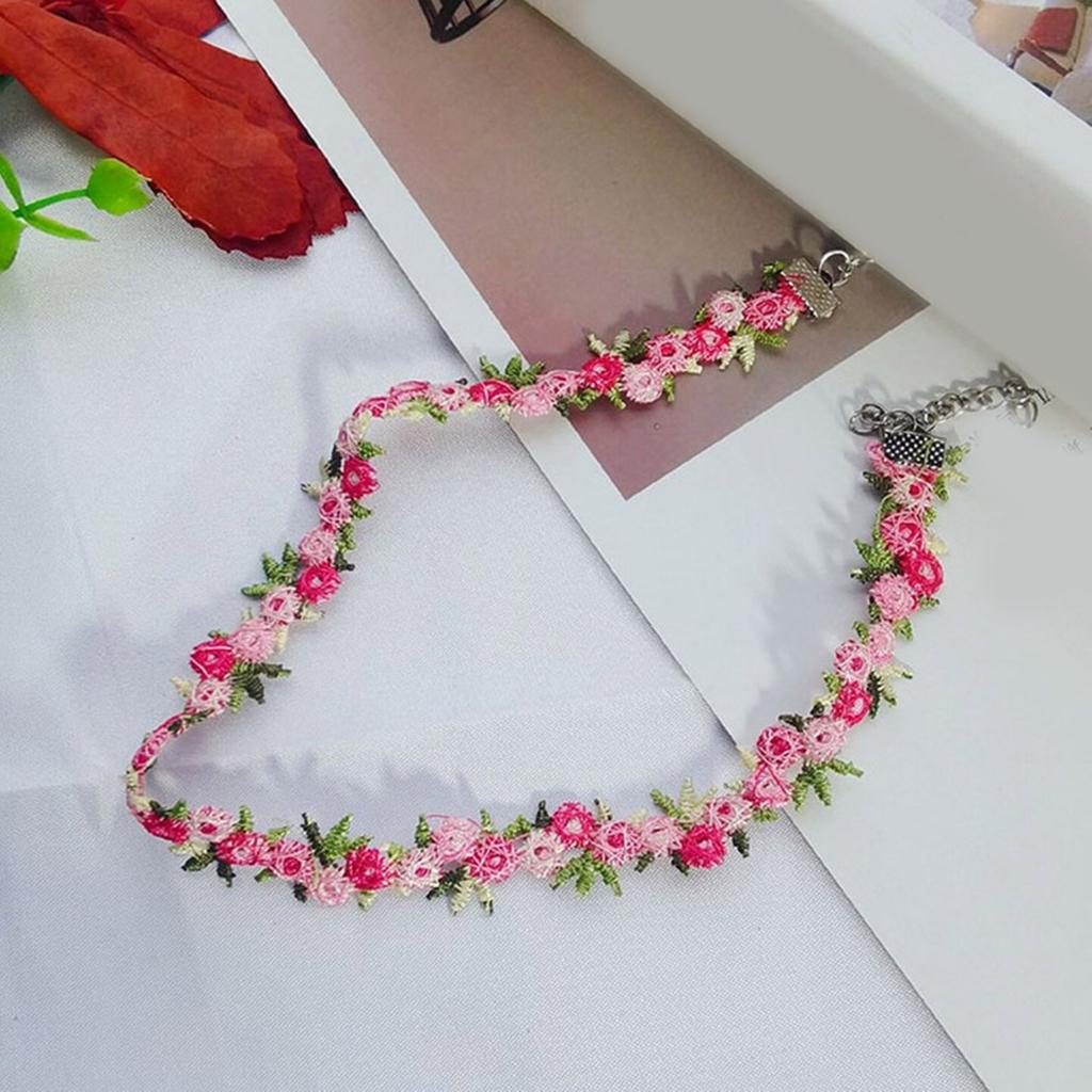 Women's Adjustable Lace Collar Necklace Elegant Neckband Choker Necklace Beautiful Embroidered Flower Neck Jewelry