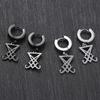 Vnox Sigil of Lucifer Dangle Earrings for Men Stainless Steel Unisex Brincos Religious Jewelry