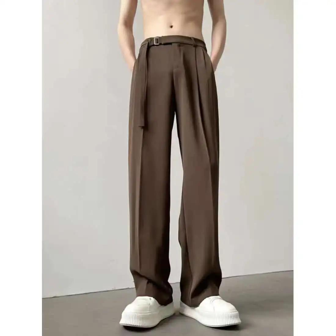 

Повсякденні штани чоловічі осінні японські легка розкіш драпіровані штани вільного крою прямі штани універсальні широкі штани довгі штани S