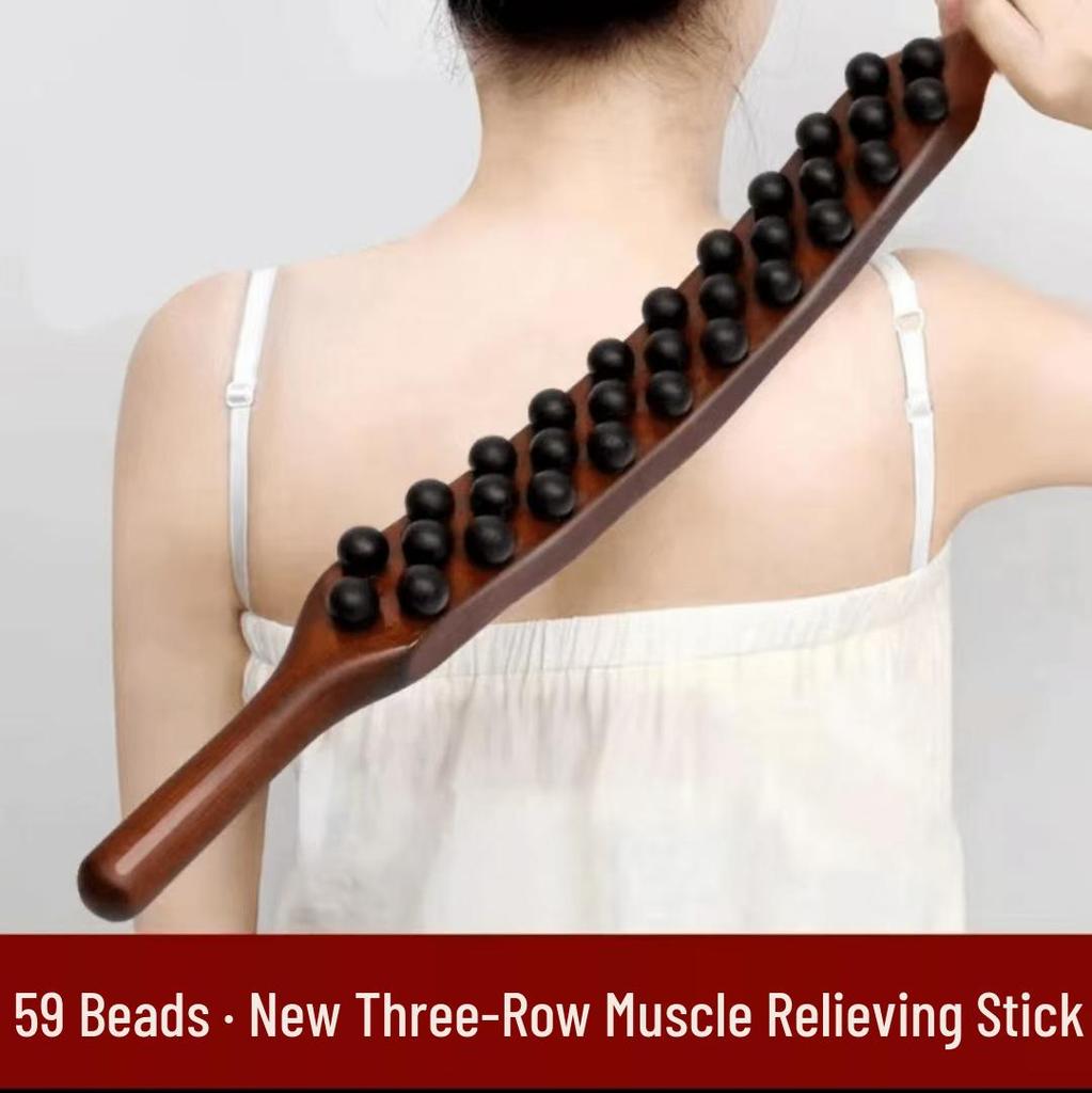 Gua Sha Three-Row Bead Muscle Roller for Full-Body Acupressure Massage - Portable, Universal Use