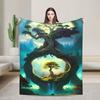 Vibrant Tree Pattern Flannel Throw Blanket - Soft, Warm & Lightweight | Machine Washable | Perfect for Bedroom, Dorms, Cars