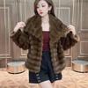 Imitation Fur Winter Fashion Chinchilla Jacket Lapel New Imitation Rex Rabbit Hair Short Fluff Cross-grain Coat