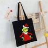 Christmas Printed Shoulder Bag Student Casual Handbag Large Capacity Canvas Bag