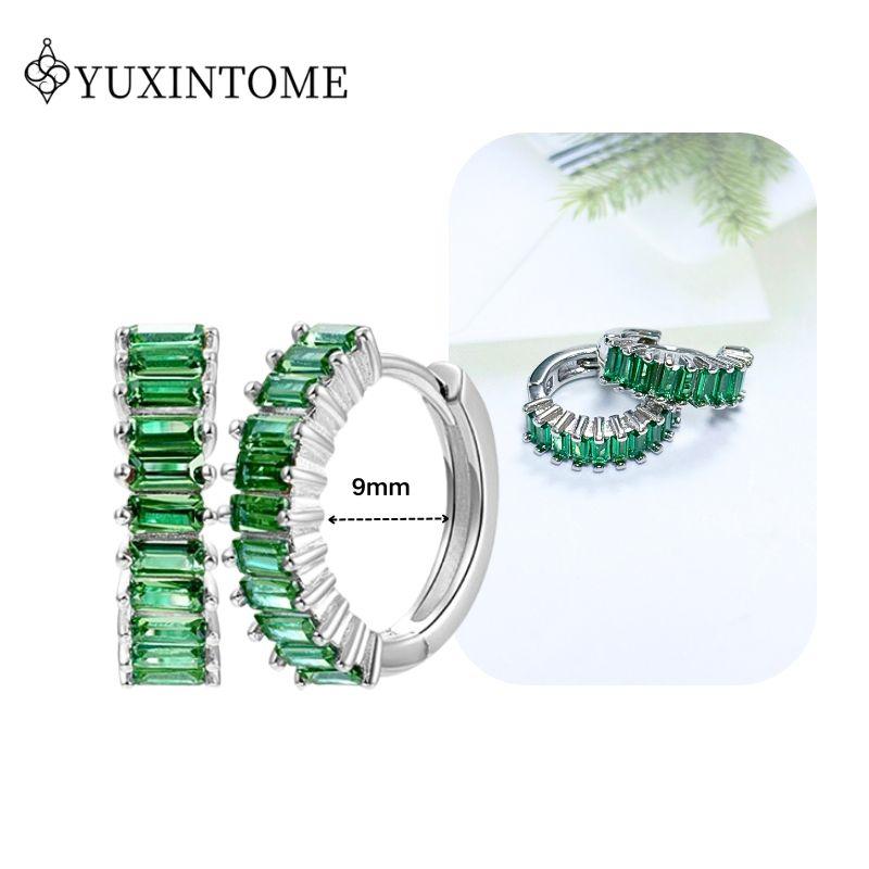 Turquoise 925 Silver Ear Needle Green Zircon vintage emerald Heart/Flower Pendant Hoop Earrings Fashion party Jewelry