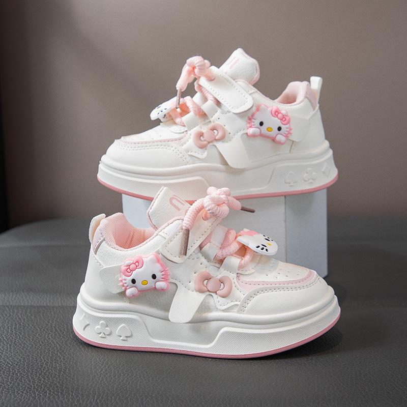 Girls' 2026 Spring/Autumn Breathable Cartoon Sneakers - Thick Sole, Non-Slip, Casual Running Shoes