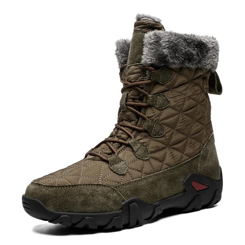 Winter Men Snow Boots Fur Plush Warm Men Ankle Boots Waterproof Men Boot Outdoor Non-Slip Hiking Boot Work Shoes Zapatillas Male