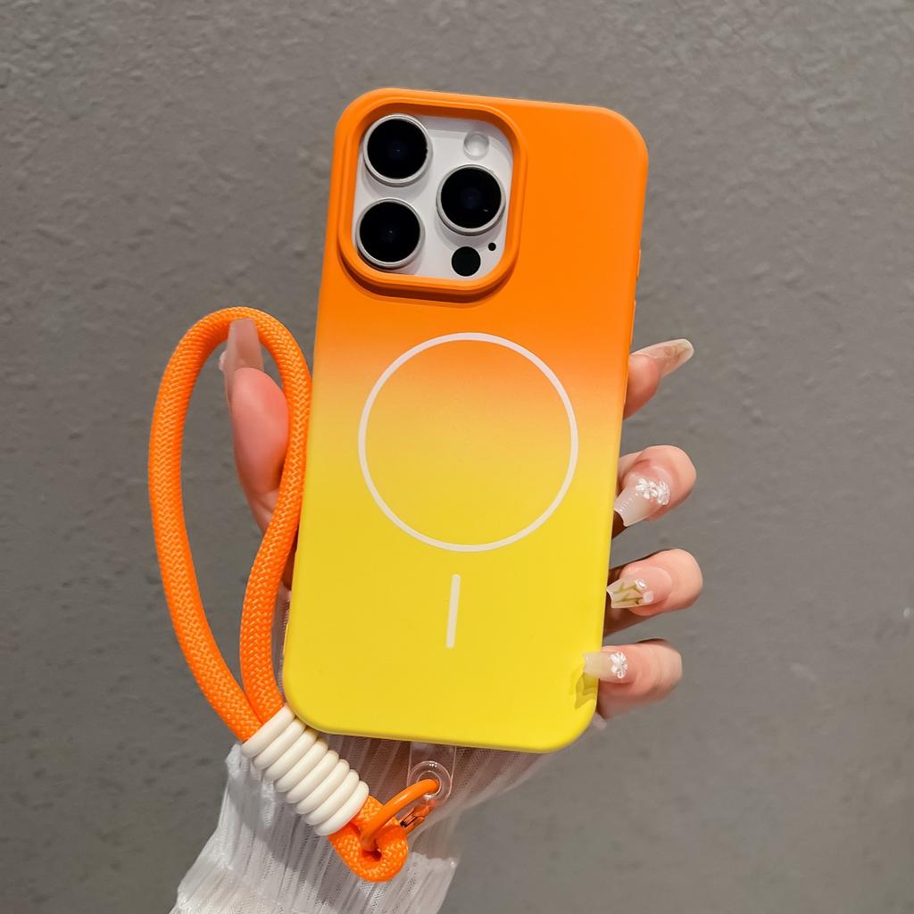 Gradient Color Wrist Strap For Magsafe Magnetic Case For iPhone 16 15 14 13 12 11 Pro Max Plus Candy Lanyard Chain Cover