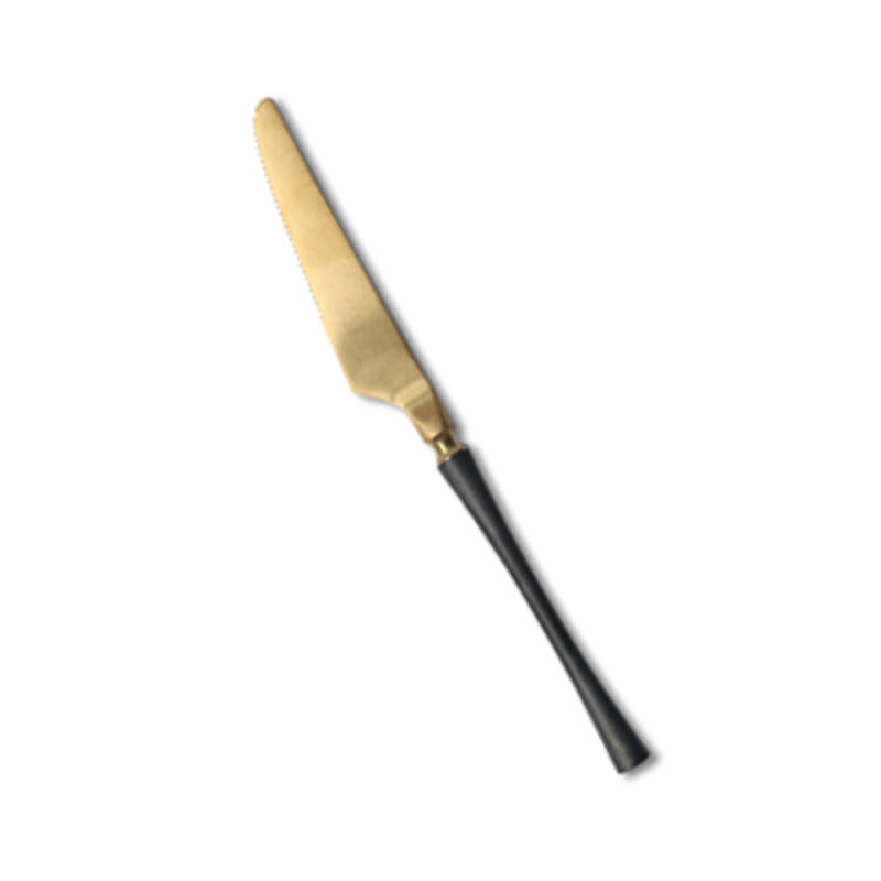Belle Gold Black Dessert Knife Cutlery Set