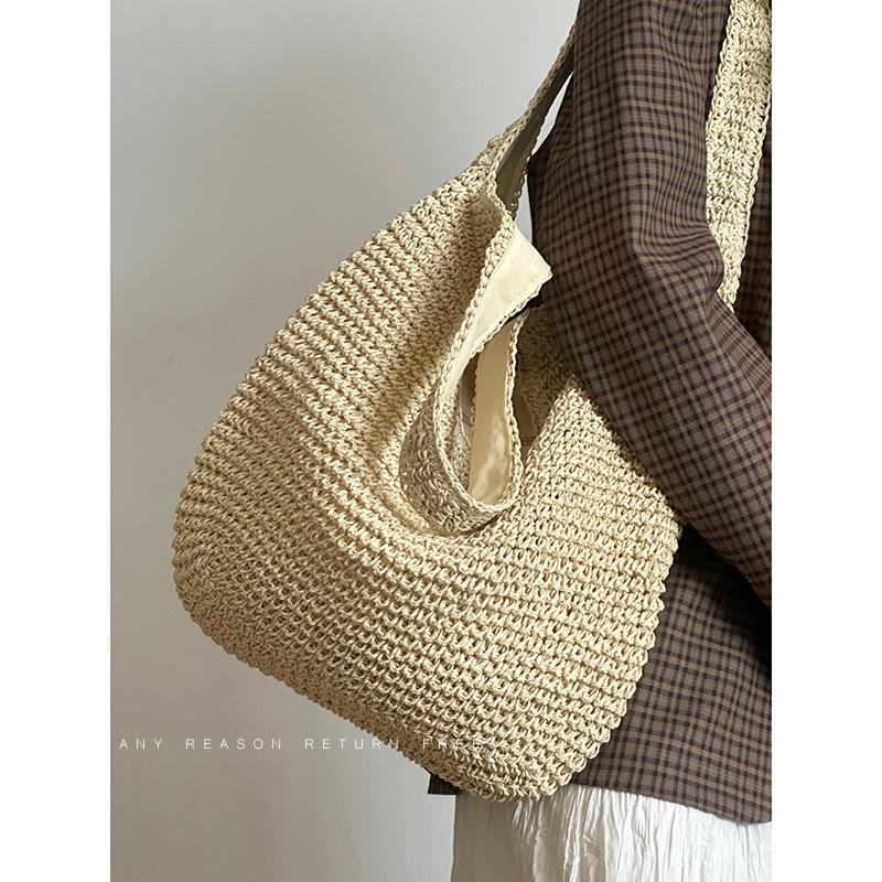 

Large capacity woven straw bag women s 2025 new summer seaside vacation beach bag shoulder bag tote bag