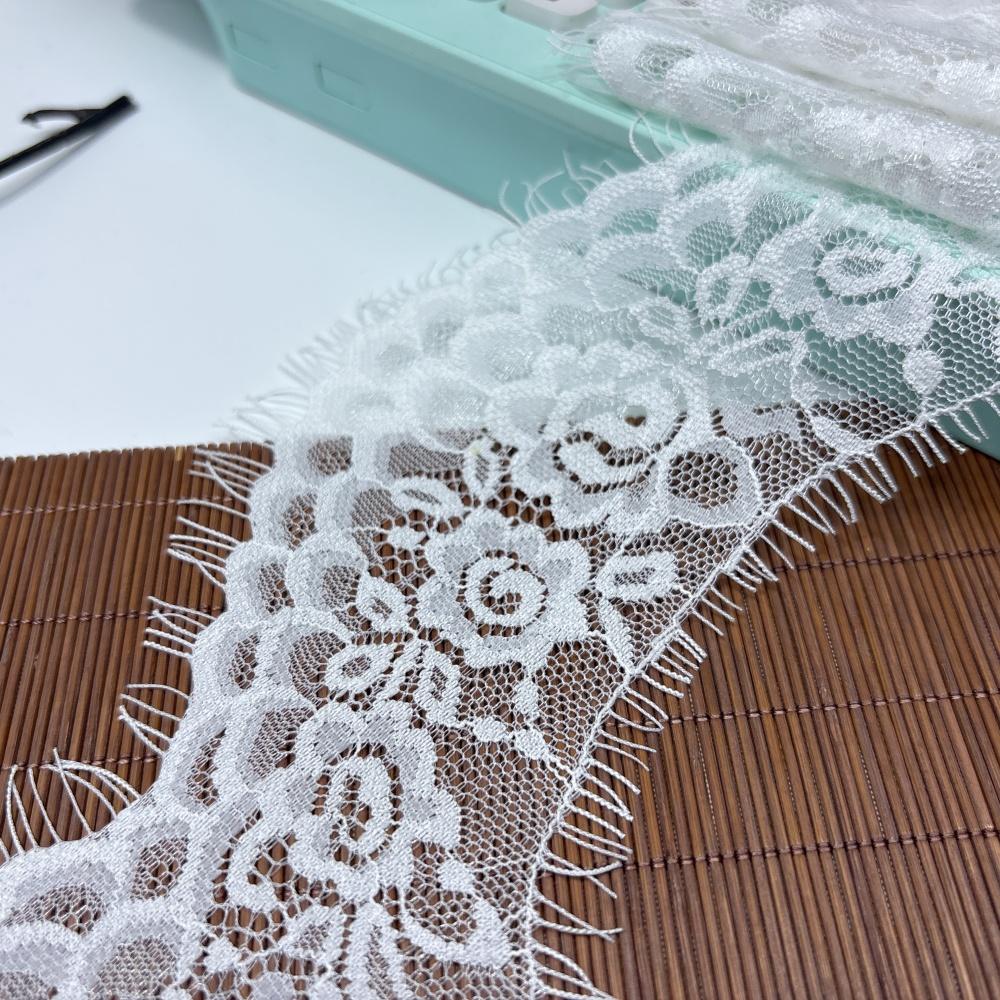 3m X 14cm Narrow Chantilly Lace, Inelastic French Eyelash Lace Trim for Lingerie, Bra, Underwear, Dress, Garment, Sewing & Crafting