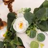 70.87in Faux Floral Vine Garland With White Rose Lifelike Artificial Eucalyptus Leaves Exquisite Durable Garland Hanging Plants
