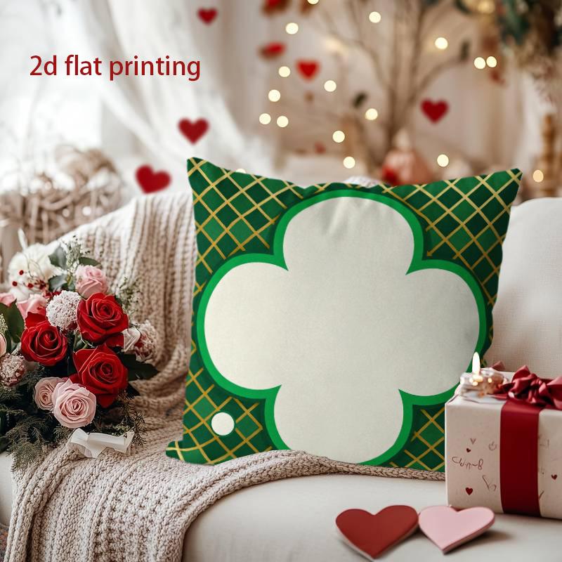 St. Patrick's Day Shamrock Pattern Decorative Pillow Pattern Cushion Cover Suitable for Sofa Bedroom Car Pillow Cover