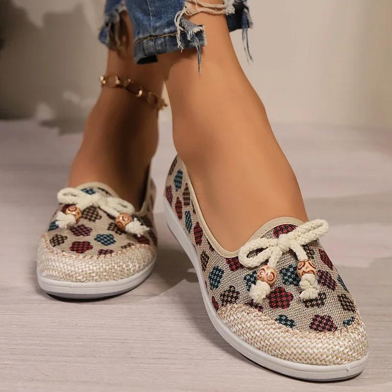 Spring and Summer Bow Tie Decorated Flat-soled Elegant Women's Shoes Casual Lightweight Non-slip New Loafers Zapatos Mujer