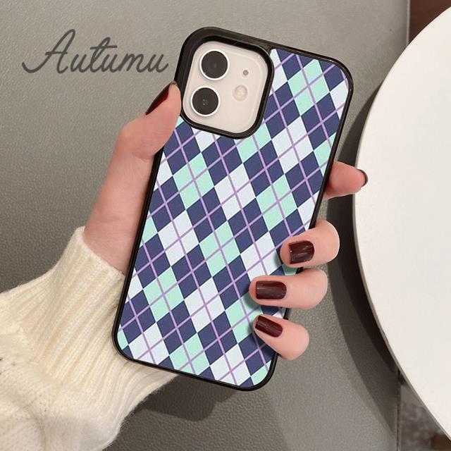 Argyle Plaid telefoonhoesje voor iPhone 11 12 13 14 Pro Max mini X XR XS SE 2020 5 6S 7 8 Plus Samsung Galaxy S21 S22 Cover shell