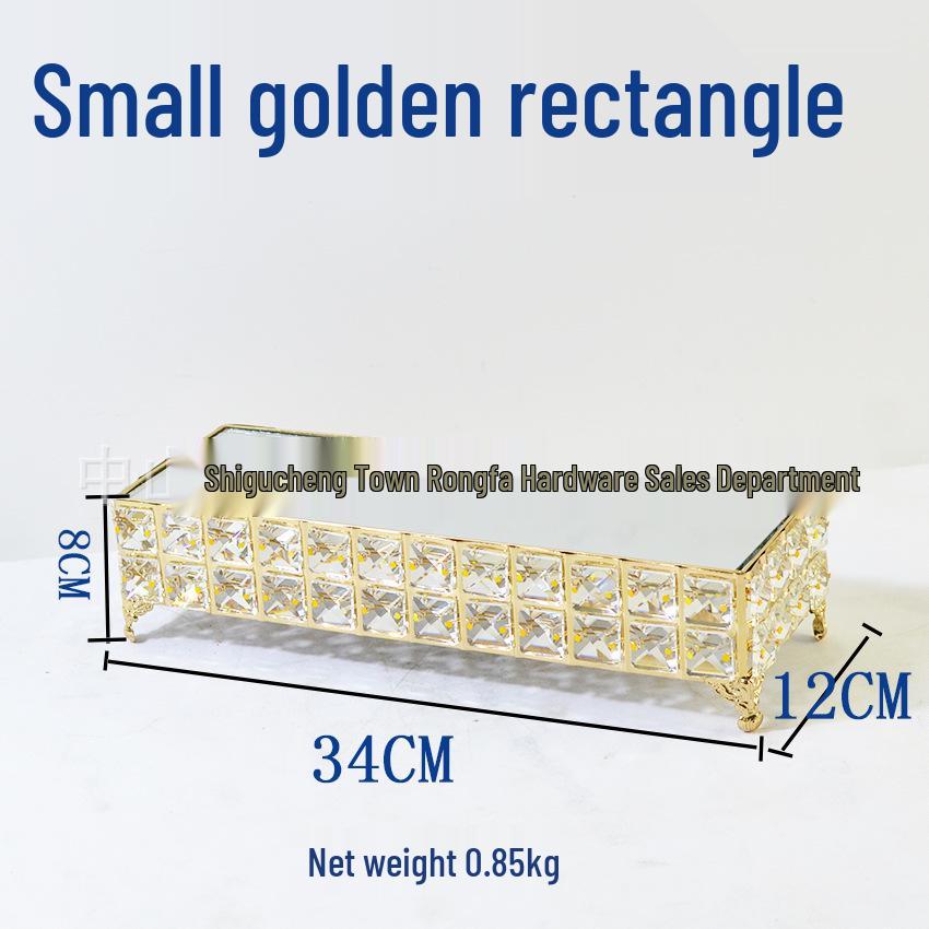 Gold Crystal Cake Stand - High-Footed Square Dessert Display Table for Weddings