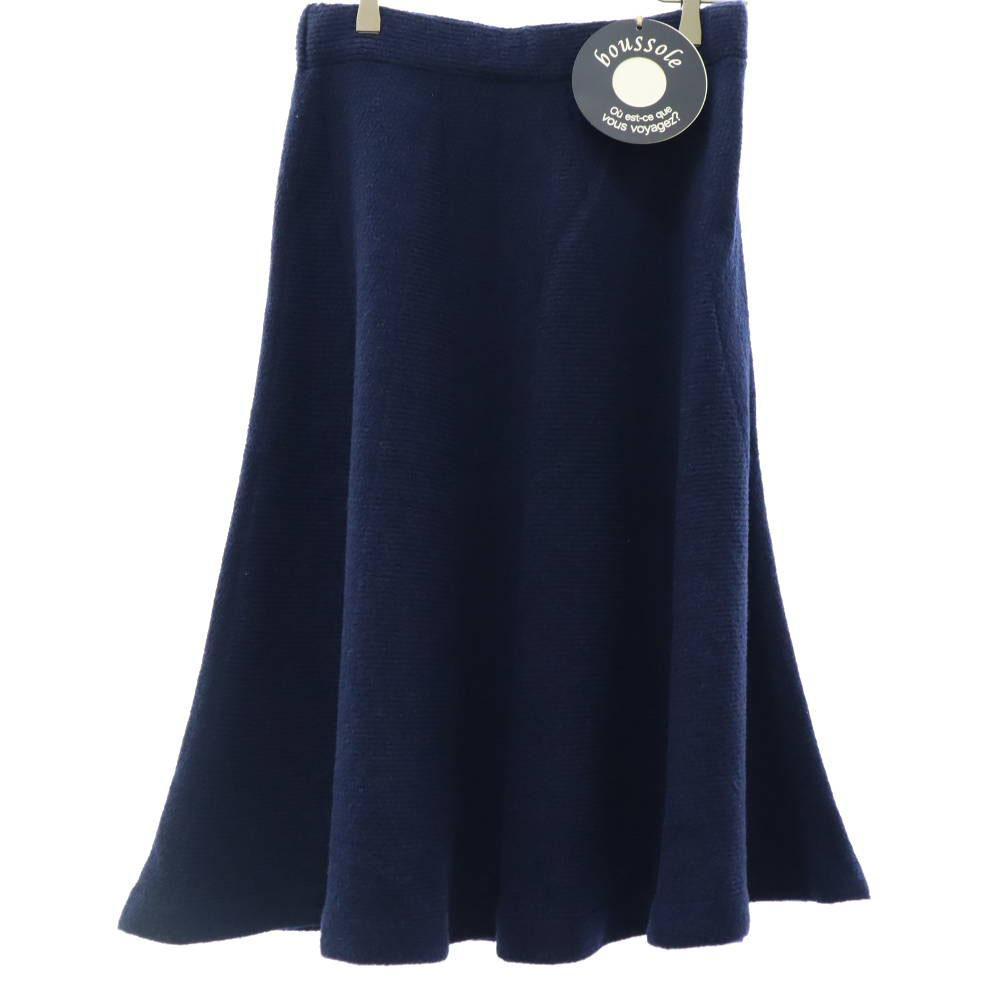 unused Boussole made in Japan Midi length knit flare skirt 38 Navy Women Used