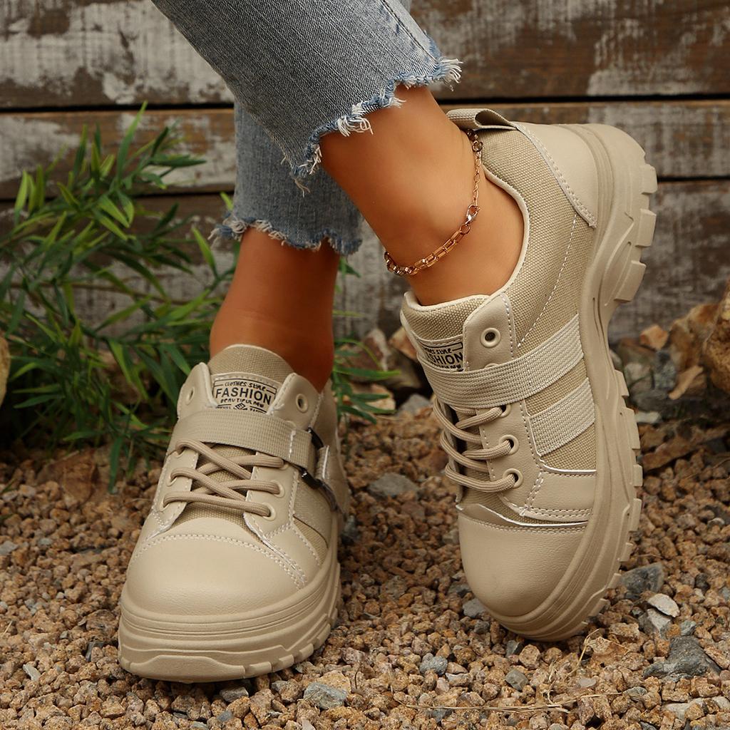 Fashion 2025 New Thick Bottom Casual Sneakers for Women Spring Autumn Chunky Heeled Female Shoes Lace Up Sport Tennis Vulcanize Shoes