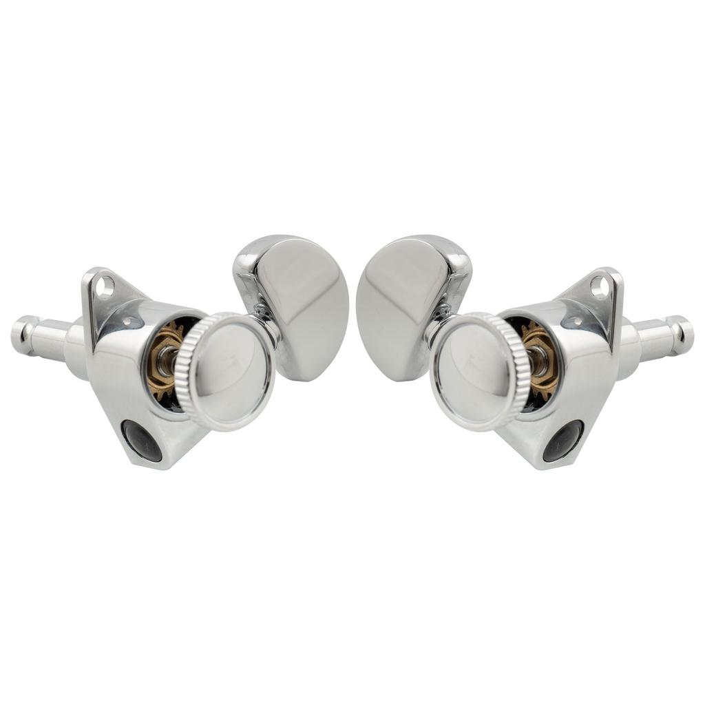 Musiclily Pro R18K L3R3 Locking Gear for Chrome Tuners, 181 Ratio, Half-Moon Buttons, Acoustic/Electric Guitars,