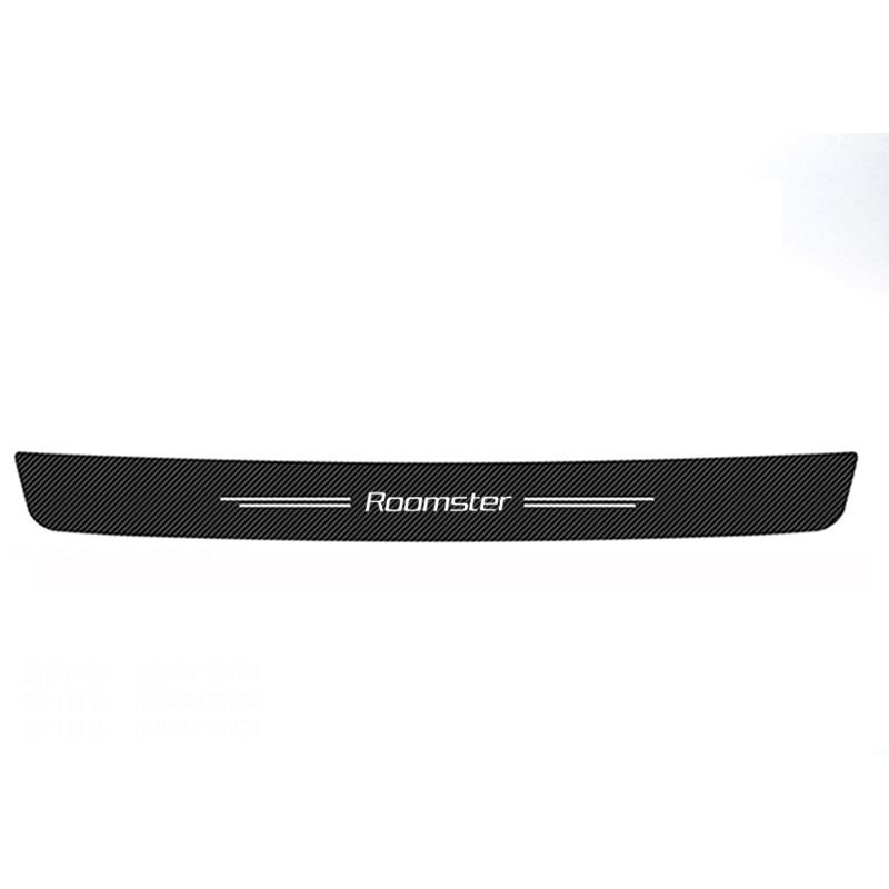 Car bon Fiber Car Sticker Door Threshold Scratch Waterproof For Skoda Roomster Logo Rear Trunk Bumper Guards Anti-Scratch Decal
