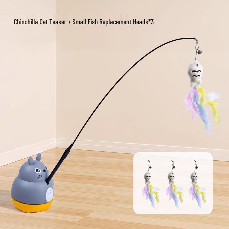 Pet Cat Teaser Wand with Replaceable Heads