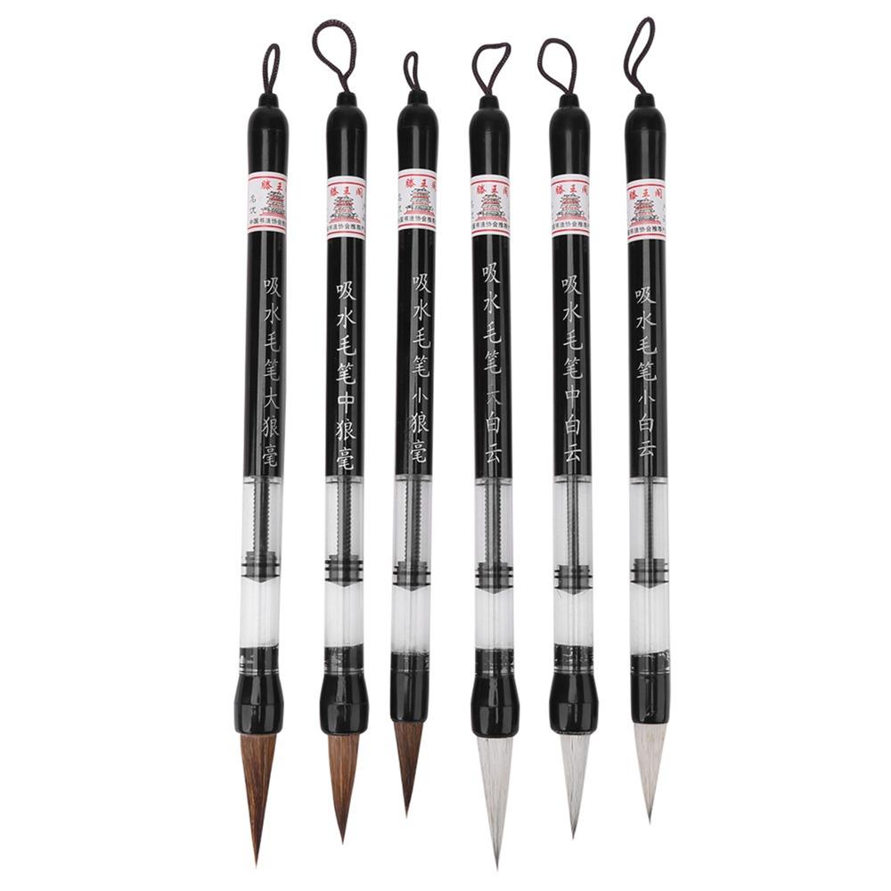 6Pcs Beginner Friendly Water Brush Pen Piston Fill Design Calligraphy Water Brush  Brush Practice