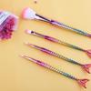 Mermaid 4-Piece Makeup Brush Set with Soft Electroplated Nylon Bristles in a PVC Bag