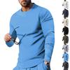 T-shirt da uomo a maniche lunghe con scollo a contrasto, maglia intima basic per l'uso quotidiano